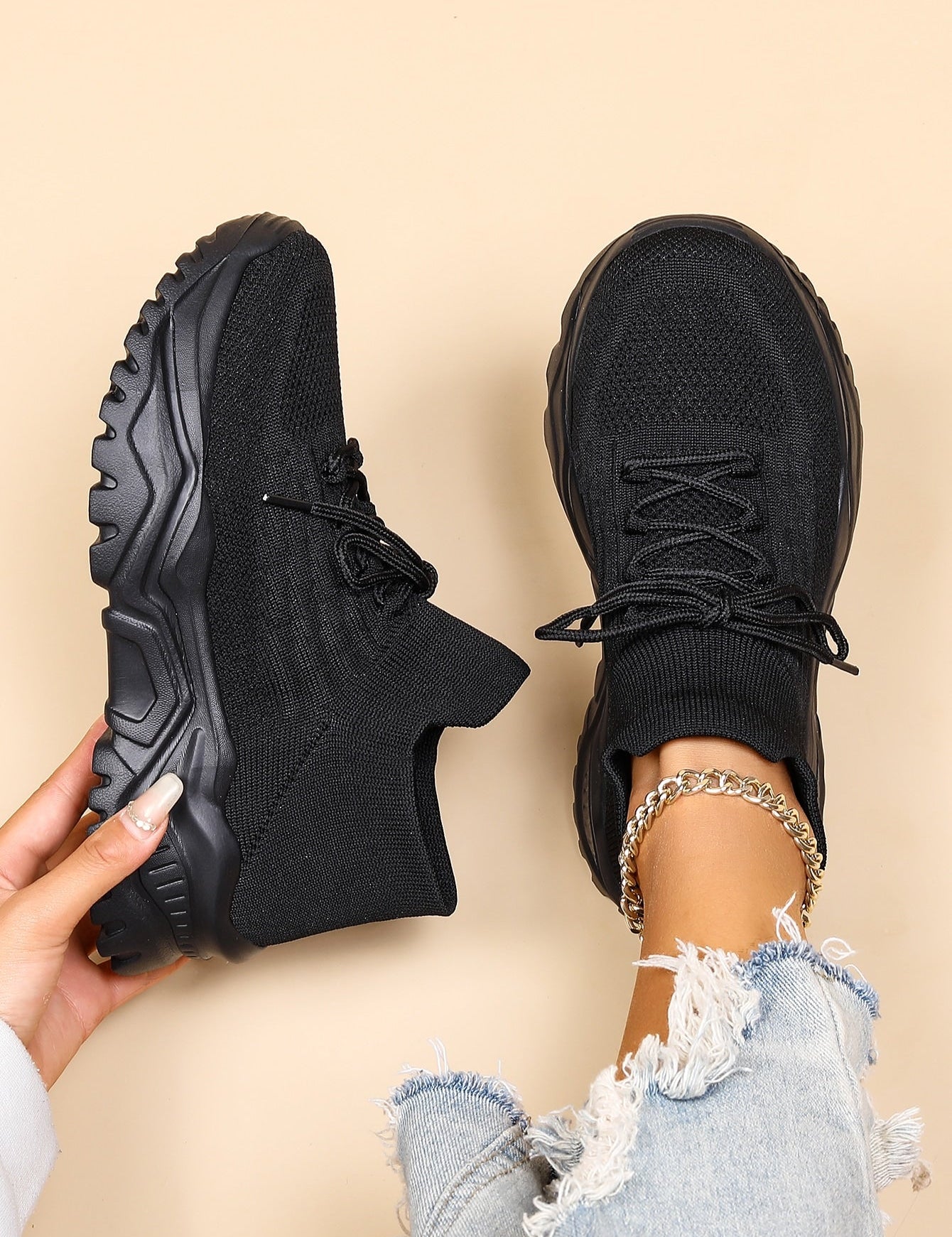 Women's Minimalist Thick Sole Orthopedic Shoes Lace-Up Platform Round Toe Casual Sport – White