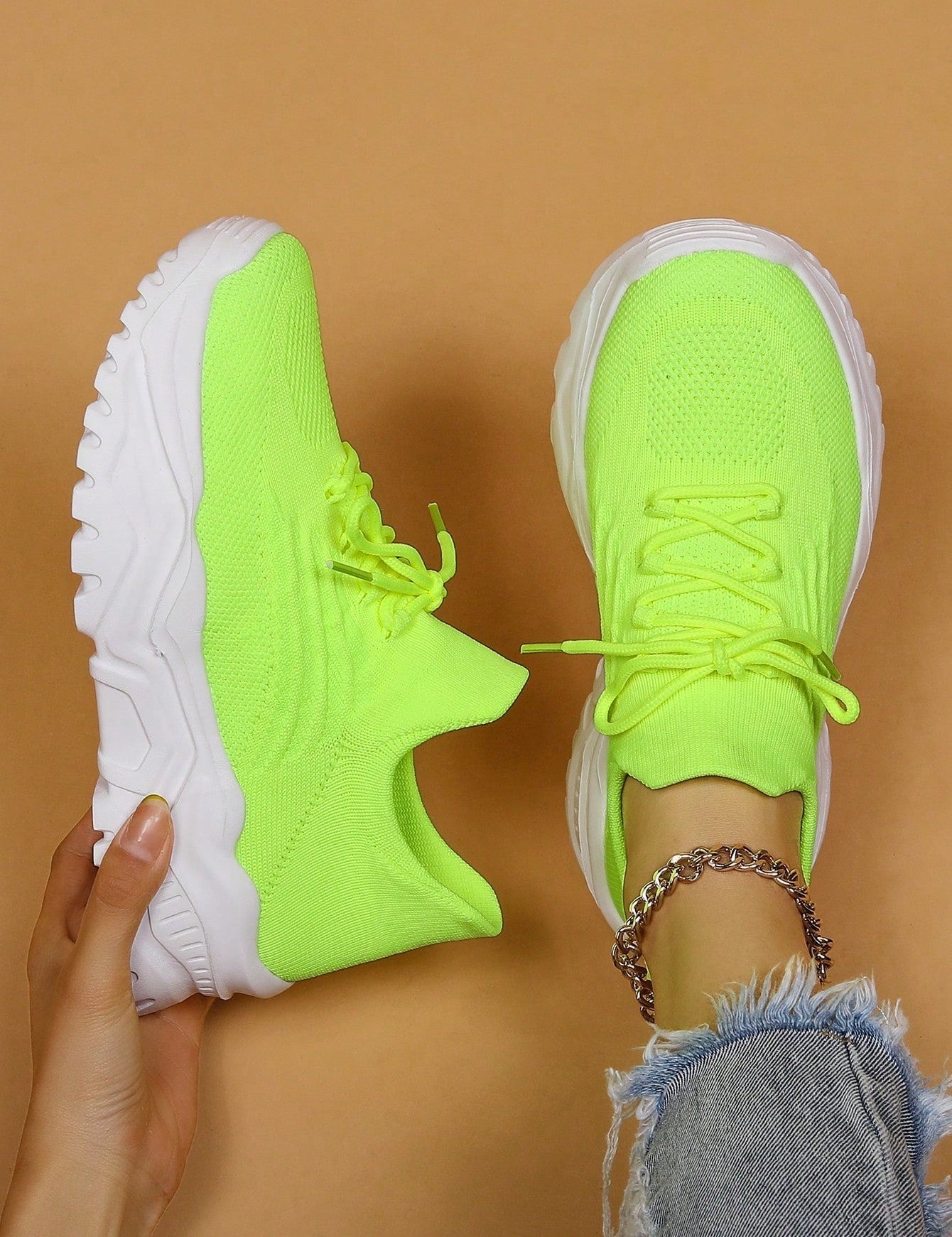 Women's Minimalist Thick Sole Orthopedic Shoes Lace-Up Platform Round Toe Casual Sport – White