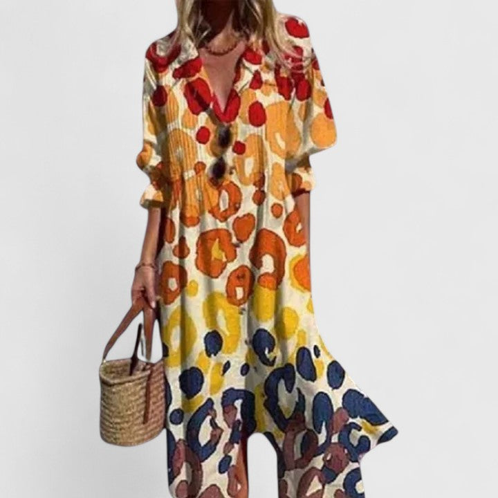 Women's Elegant Boho Floral Midi Summer Dress Bold Print Sleeveless Flowing Casual – Paula