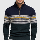 Men's Winter Half-Zip Sweater with Stand-Up Collar - Stylish and Warm Knitwear