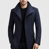Men’s Wool Overcoat - Tailored Fit - Single-Breasted with Notch Lapels - Classic Style