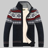 Men’s Zip-Up Sweater – Wool Blend – Sherpa Lined – Jacquard Knit – Regular Fit