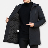 Men's Quilted Hooded Winter Coat - Insulated Warm Jacket for Casual Outdoor Wear