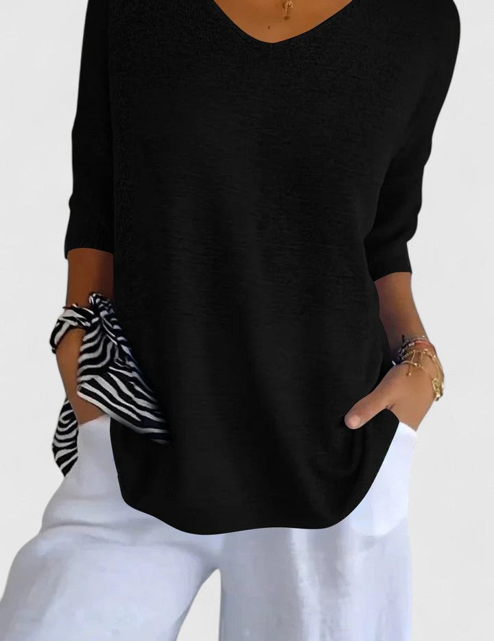 Women's V-Neck Long Sleeve Top Flattering Fit Wrinkle-Resistant Soft Fabric Casual Everyday Office Smart Casual Plus Size – Sage