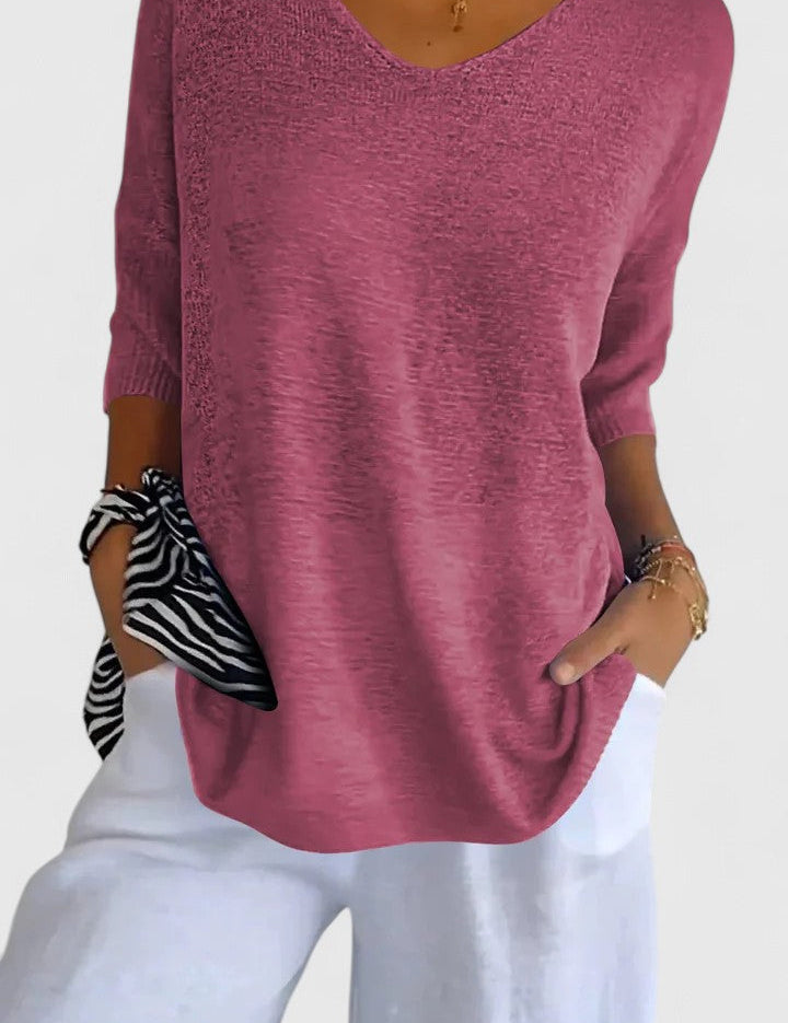 Women's V-Neck Long Sleeve Top Flattering Fit Wrinkle-Resistant Soft Fabric Casual Everyday Office Smart Casual Plus Size – Sage