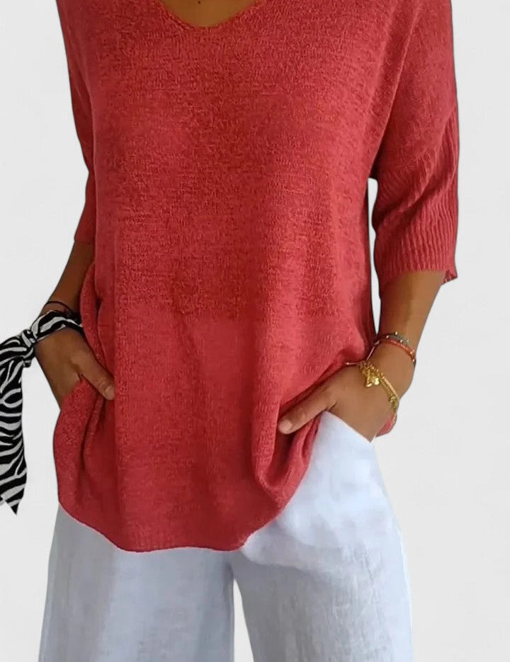 Women's V-Neck Long Sleeve Top Flattering Fit Wrinkle-Resistant Soft Fabric Casual Everyday Office Smart Casual Plus Size – Sage