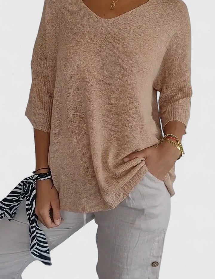 Women's V-Neck Long Sleeve Top Flattering Fit Wrinkle-Resistant Soft Fabric Casual Everyday Office Smart Casual Plus Size – Sage