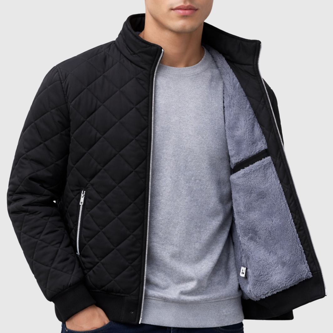 Men's thicken quilted jacket with fleece lining