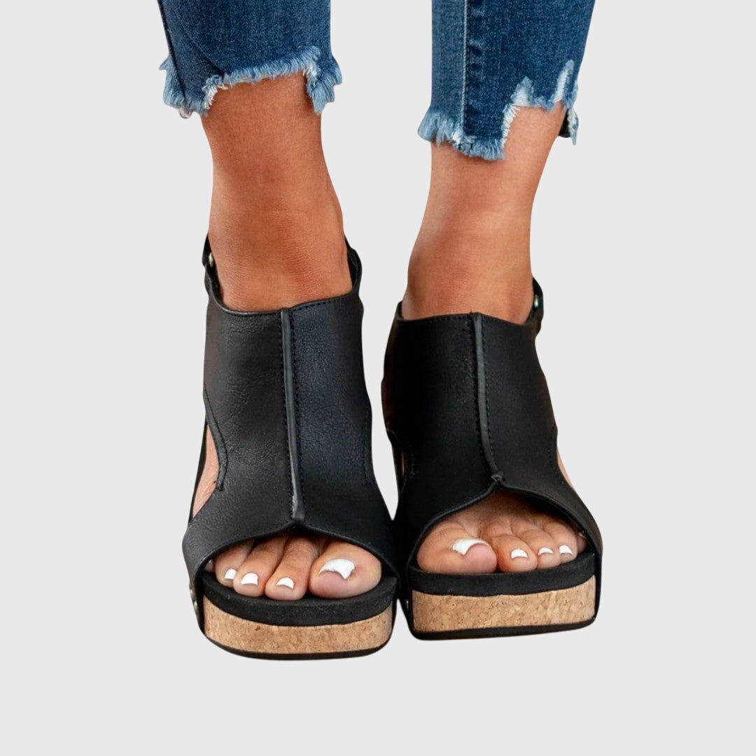 Women's Orthopedic Wedge Sandals Cushioned Insole Adjustable Buckle All-Day Comfort – Adela