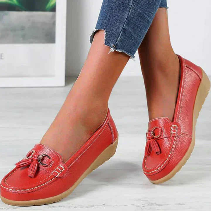 Women's Slip-On Low Moccasins Orthopedic Fringe Detail Lace-Free Casual Elegant Everyday Comfort – White