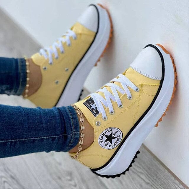Women's Platform Canvas Sneakers Orthopedic Lace-Up Casual Everyday Streetwear Walking Comfort Trendy – Heidi Multicolor