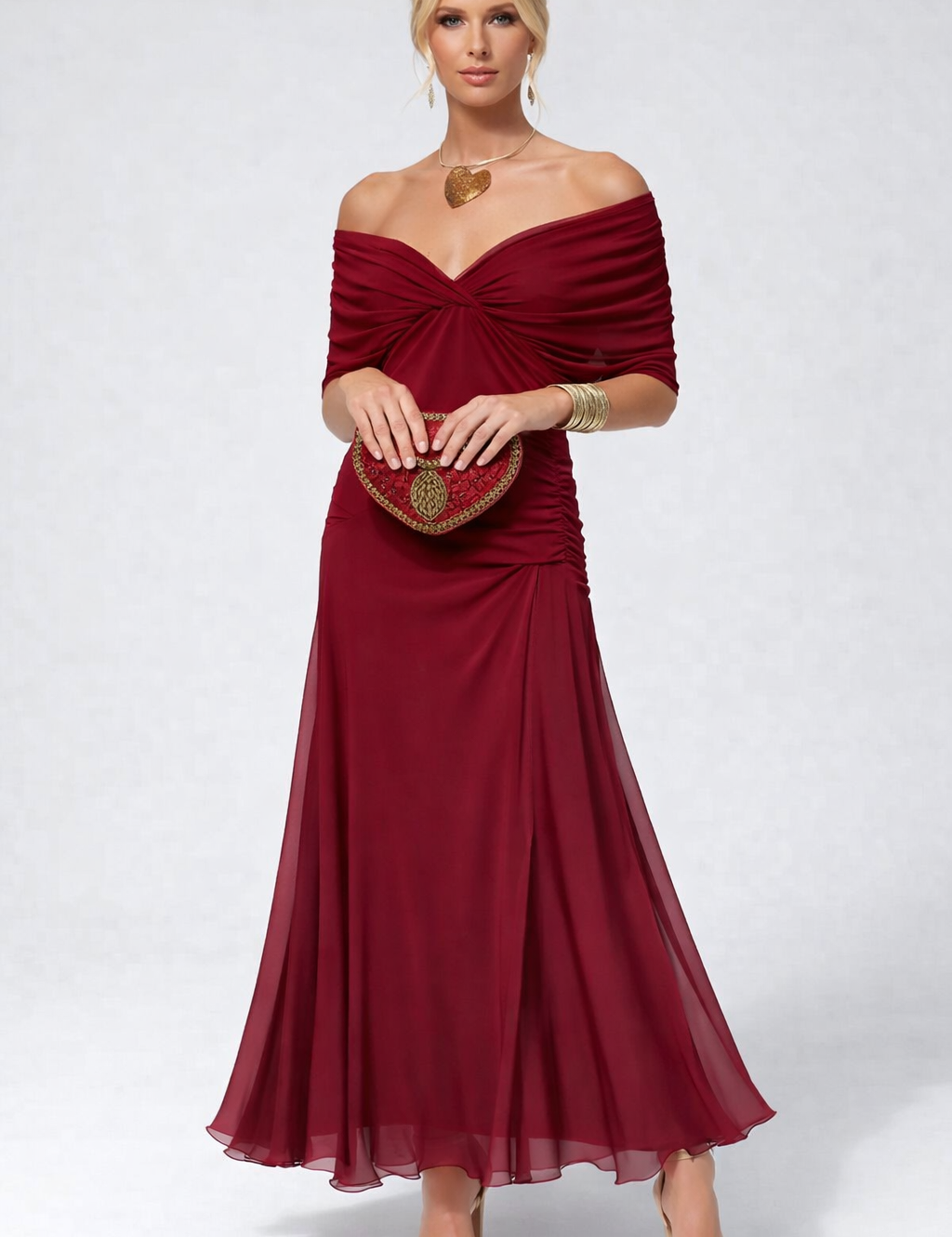Women's Flowing Floral Long Dress Off-Shoulder V-Neck Formal Elegant Wedding Guest Casual – Lilly