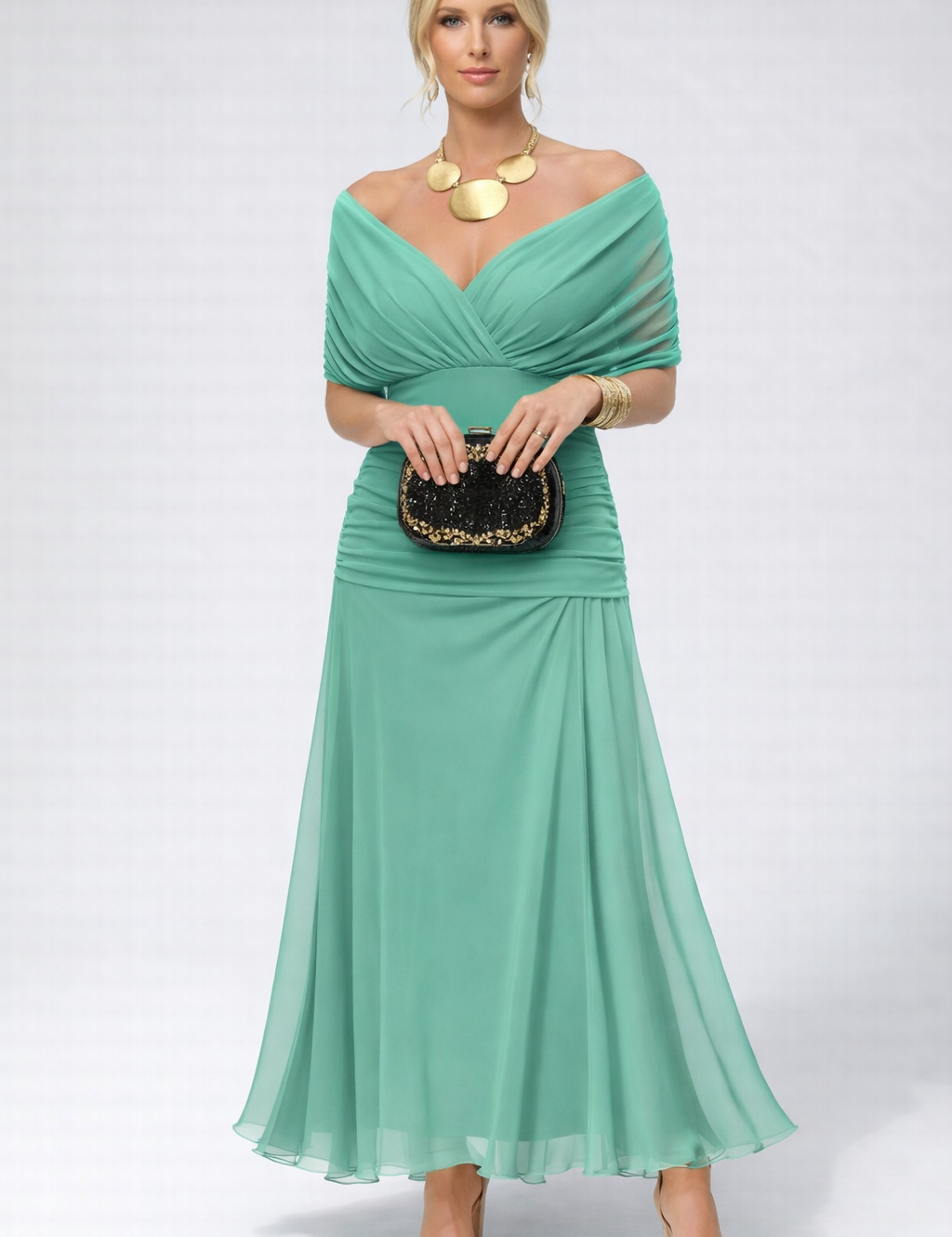 Women's Flowing Floral Long Dress Off-Shoulder V-Neck Formal Elegant Wedding Guest Casual – Lilly