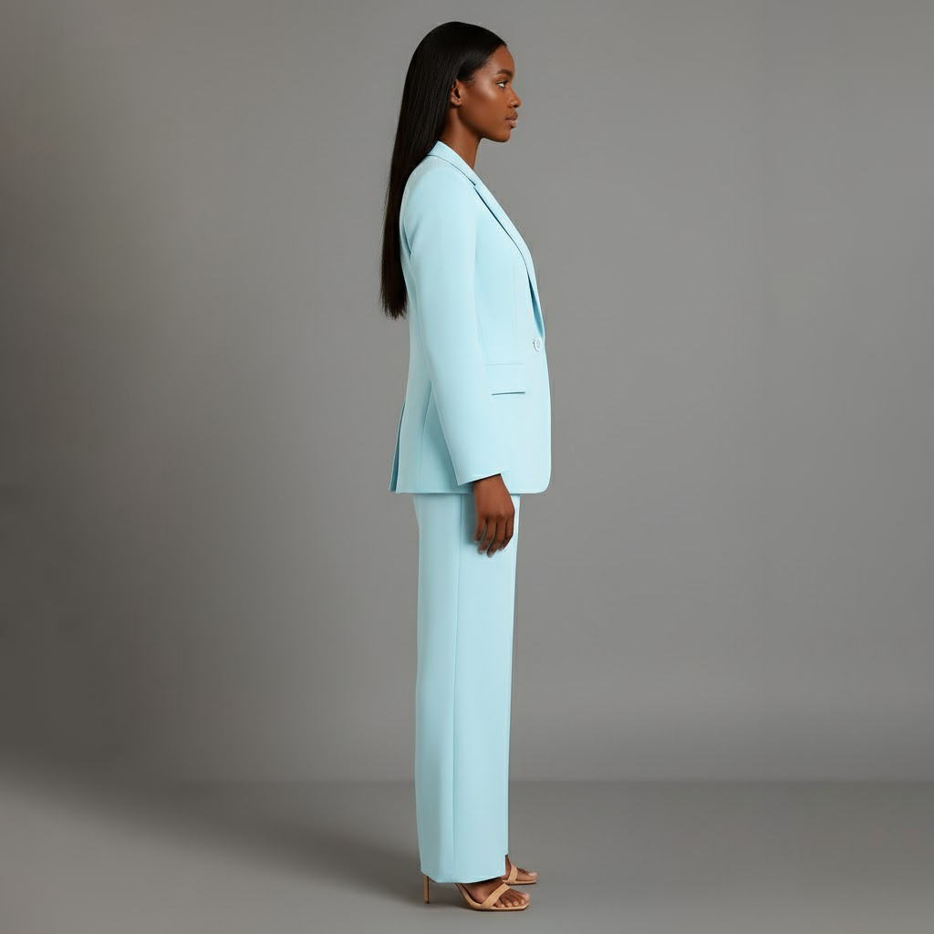 Women's Formal Tailored Suit Set Structured Long Blazer Slim-Fit Wide-Leg Pants Office Elegant – Christi
