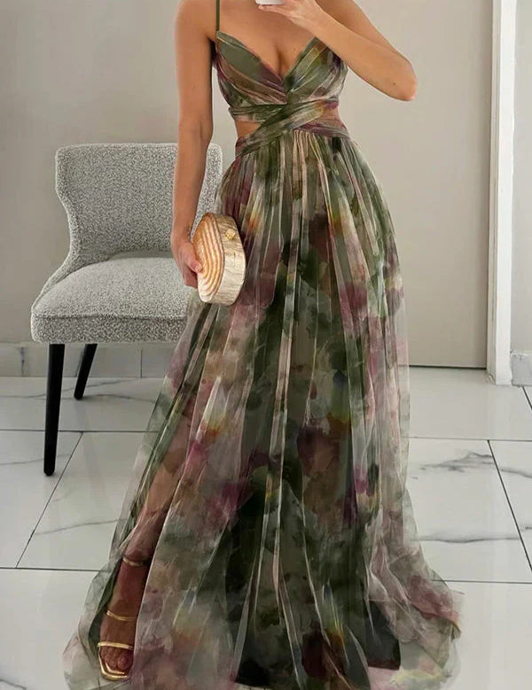 Women's Romantic Sleeveless Formal Dress – Softly Draped Fluid Elegant Party Dress & Wedding Guest Gown