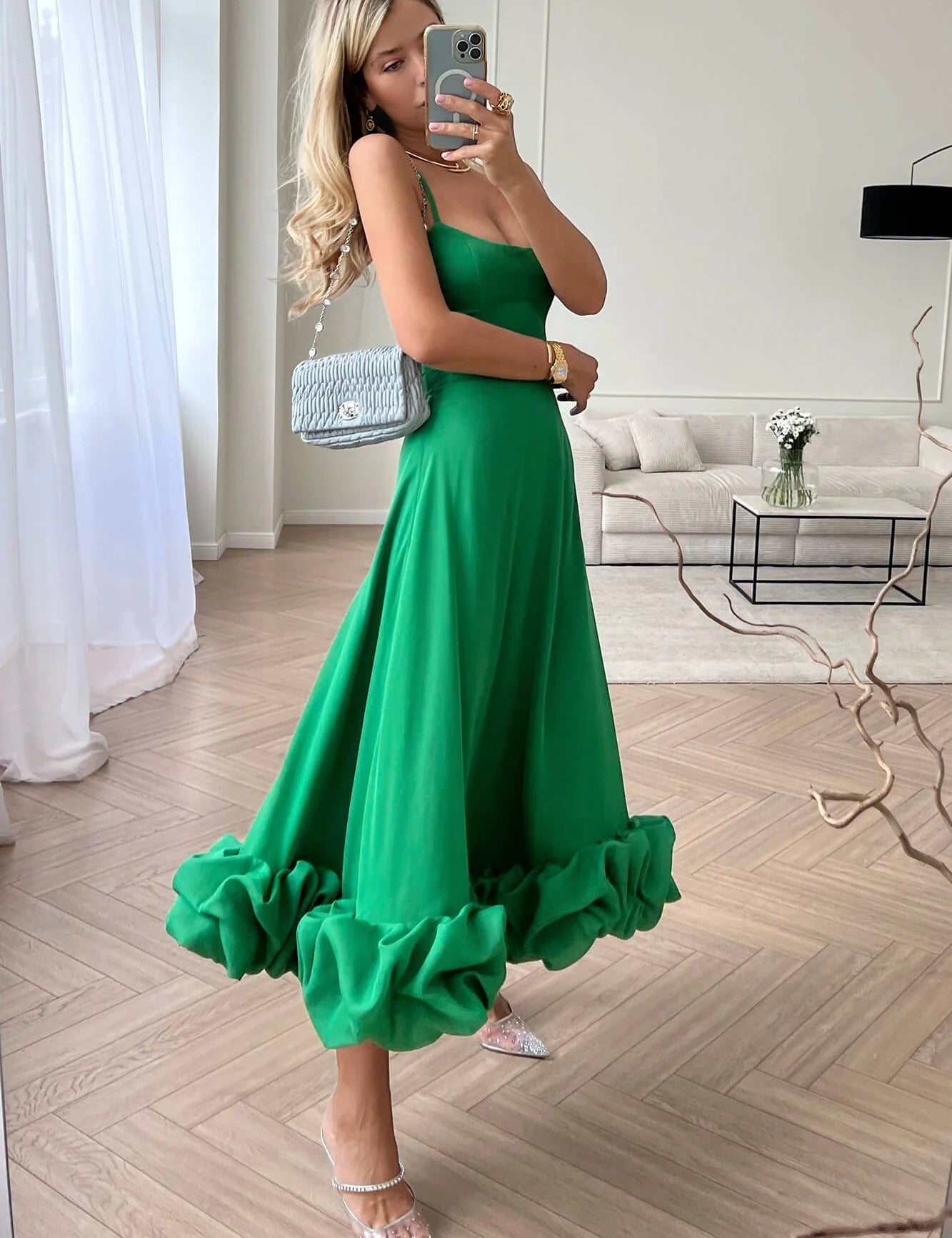Women's Sleeveless Midi Wedding Guest, Party, Formal Dress Fluid Silhouette Waist-Defining Lightweight Versatile – Heather