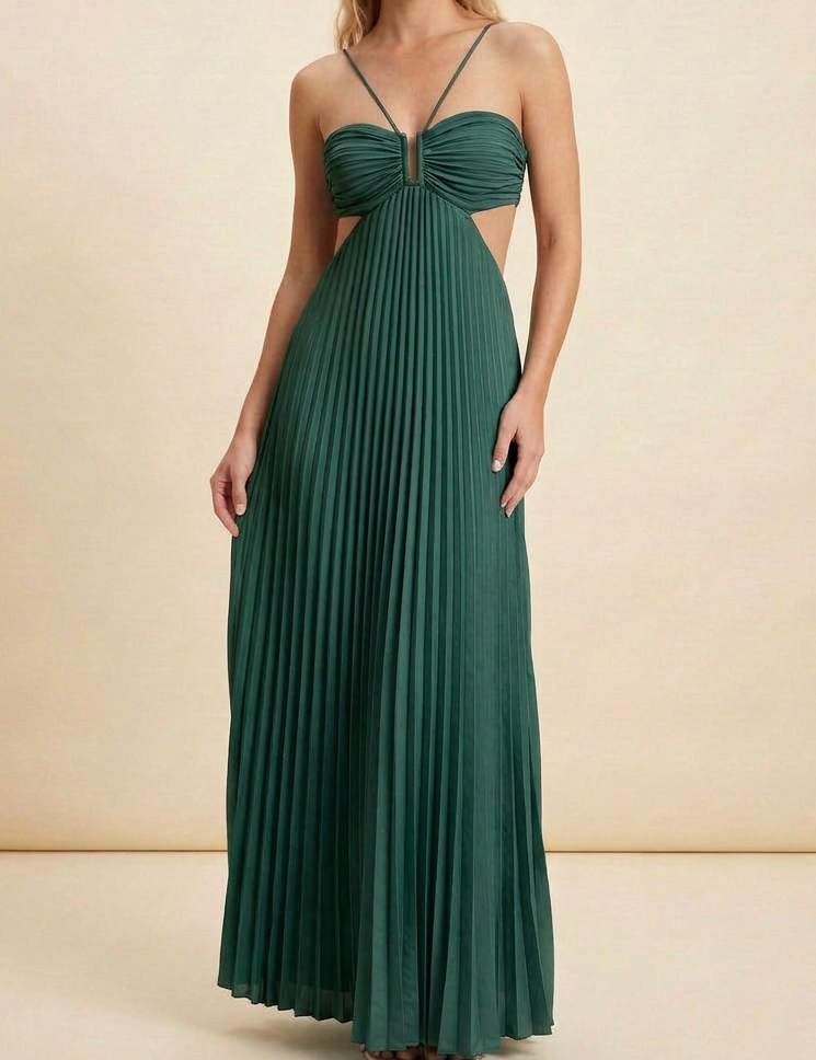 Women's Halter Pleated Long Dress Formal Prom Wedding Guest Gala Ceremony Party Evening Elegant Backless – Luella
