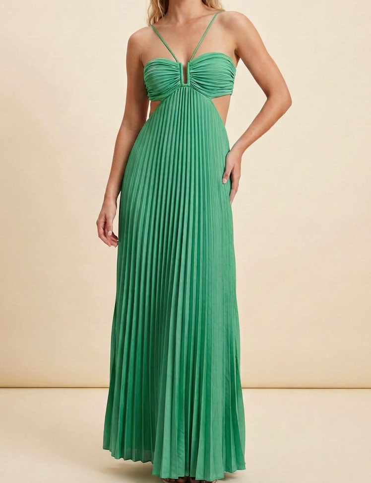 Women's Halter Pleated Long Dress Formal Prom Wedding Guest Gala Ceremony Party Evening Elegant Backless – Luella