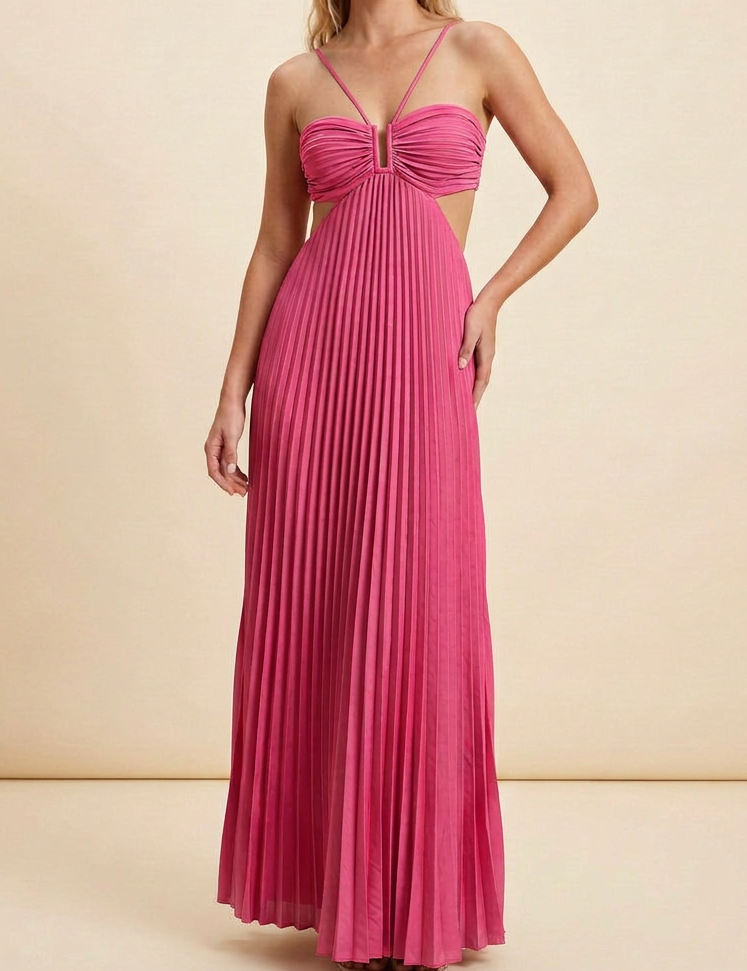 Women's Halter Pleated Long Dress Formal Prom Wedding Guest Gala Ceremony Party Evening Elegant Backless – Luella
