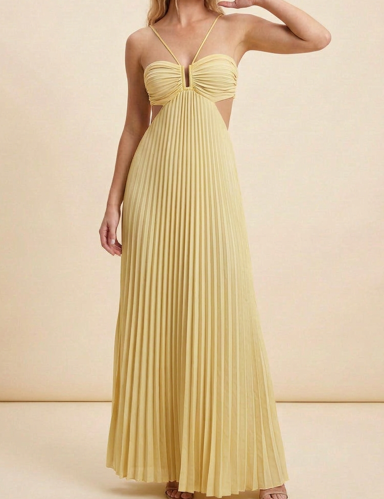 Women's Halter Pleated Long Dress Formal Prom Wedding Guest Gala Ceremony Party Evening Elegant Backless – Luella