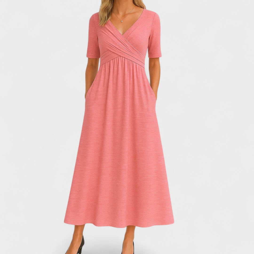Women's Chic V-Neck Midi Dress Wrap Style Elegant Wedding Cocktail Casual Dinner Formal – Jessica