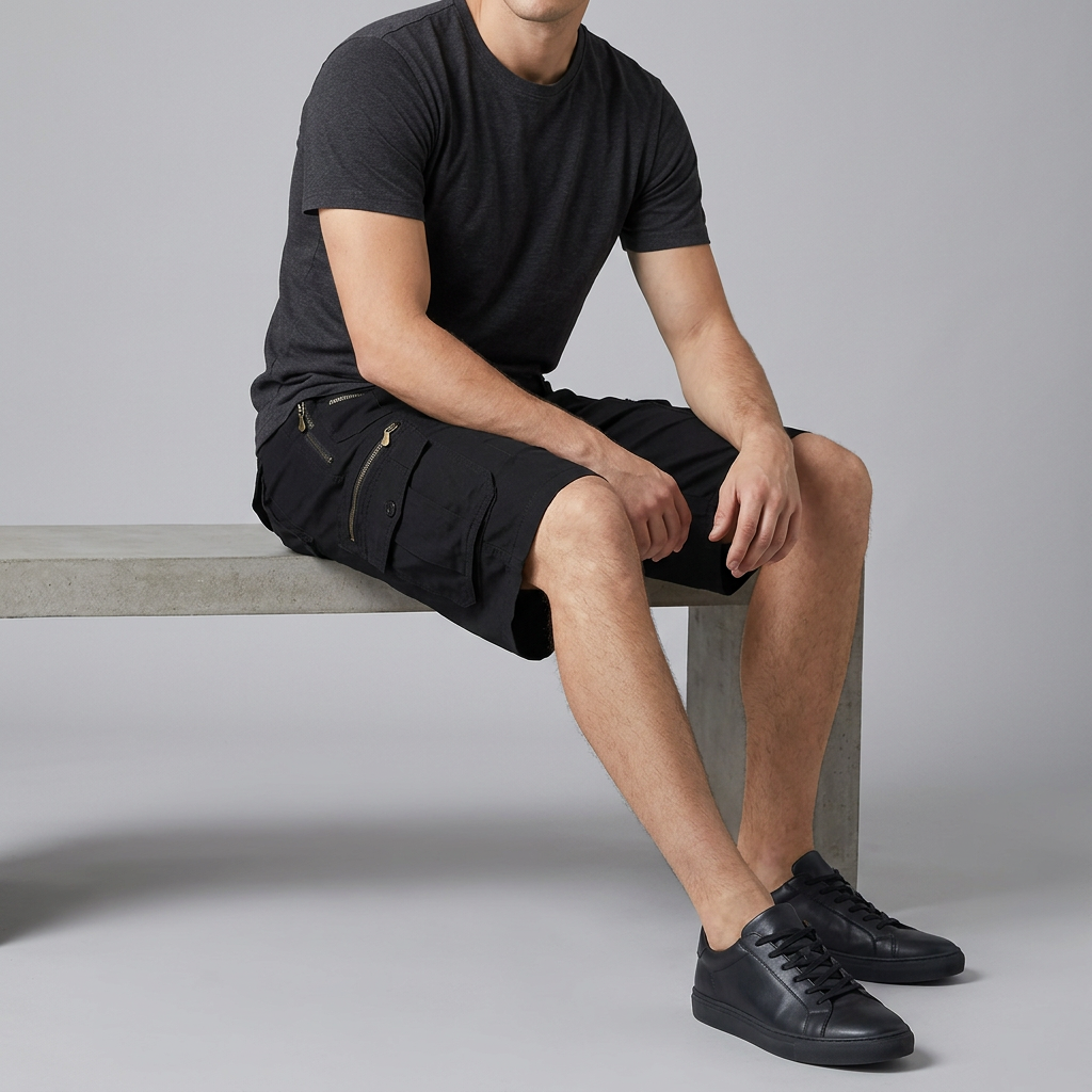 Men’s Cargo Shorts with Zipper and Flap Pockets
