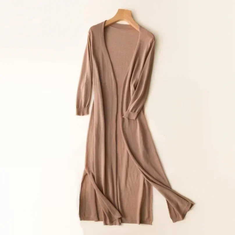 Women's Casual Relaxed Fit Long Cardigan Open Front Longline Lightweight Layering Elegant – Danielle