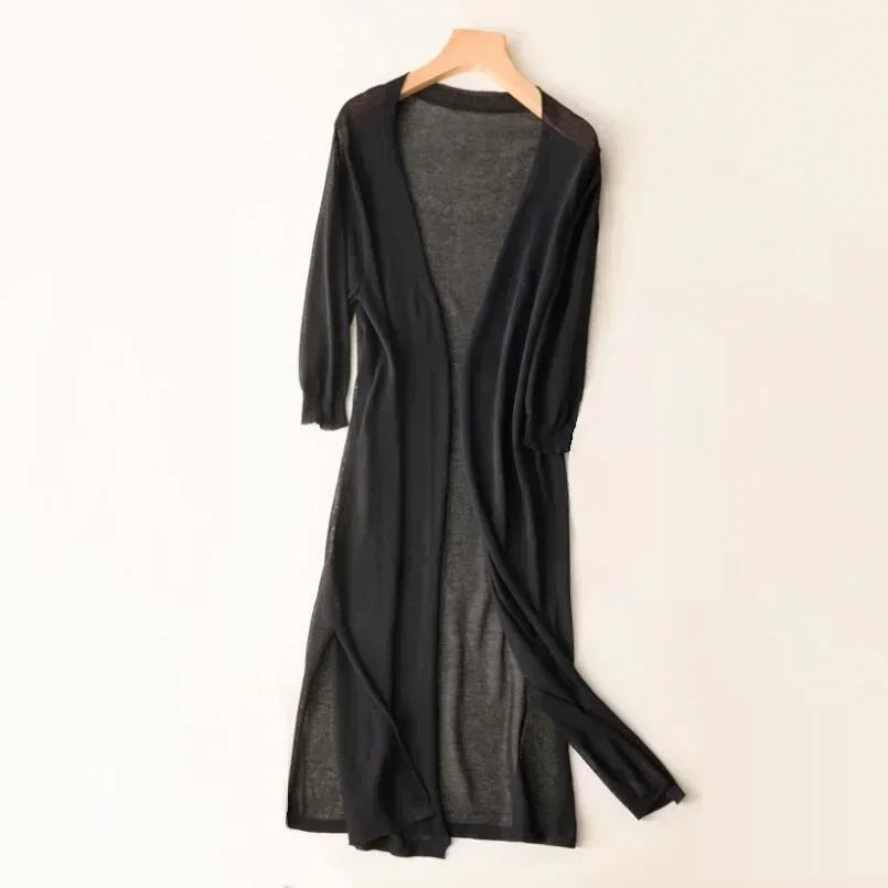 Women's Casual Relaxed Fit Long Cardigan Open Front Longline Lightweight Layering Elegant – Danielle