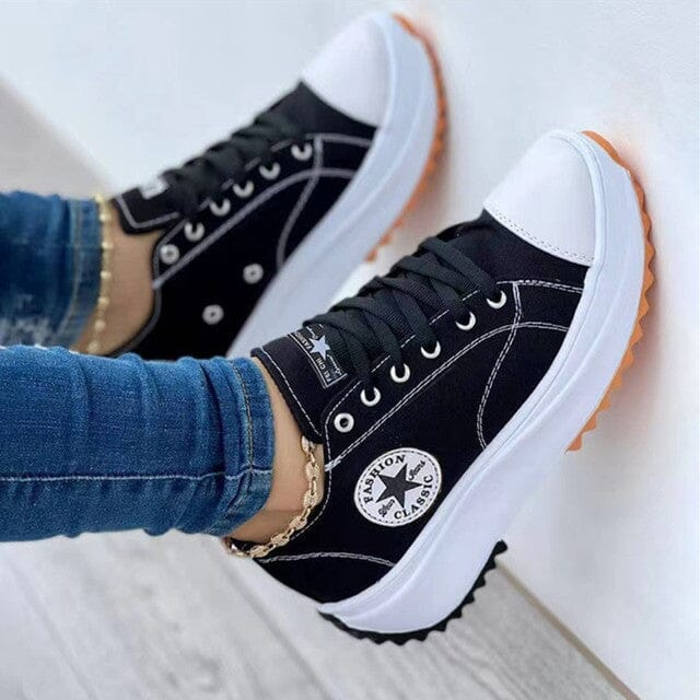 Women's Platform Canvas Sneakers Orthopedic Lace-Up Casual Everyday Streetwear Walking Comfort Trendy – Heidi Multicolor
