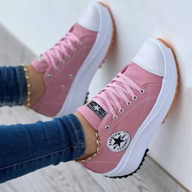 Women's Platform Canvas Sneakers Orthopedic Lace-Up Casual Everyday Streetwear Walking Comfort Trendy – Heidi Multicolor