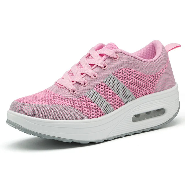 Women's Orthopedic Sneakers Mesh Lace-Up Cushioned Platform Casual Everyday Shoes | Air Bubble