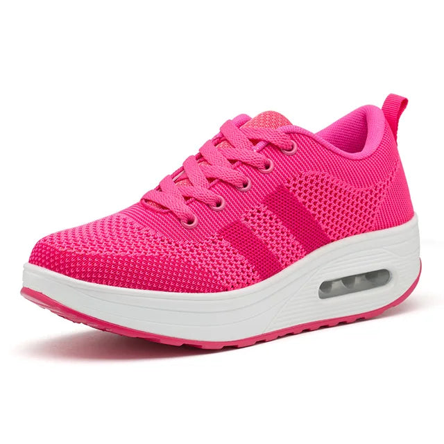 Women's Orthopedic Sneakers Mesh Lace-Up Cushioned Platform Casual Everyday Shoes | Air Bubble