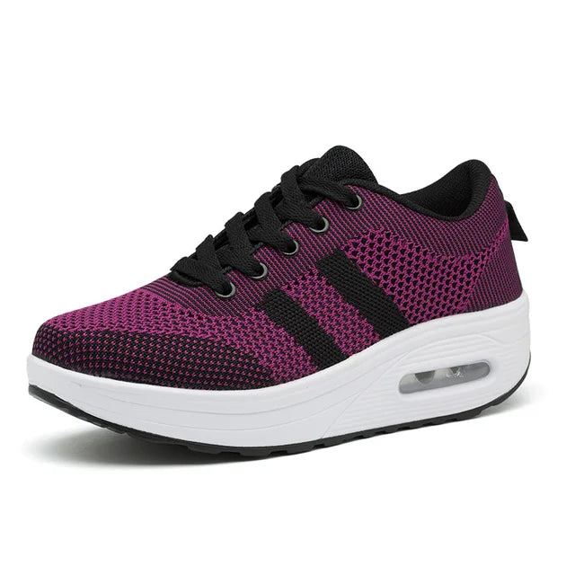 Women's Orthopedic Sneakers Mesh Lace-Up Cushioned Platform Casual Everyday Shoes | Air Bubble