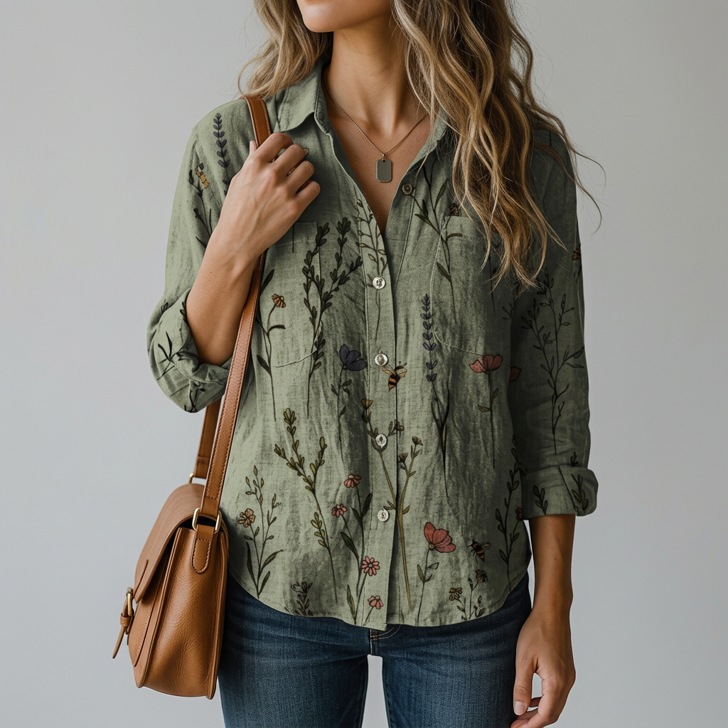 Women’s Button Front Printed Shirt