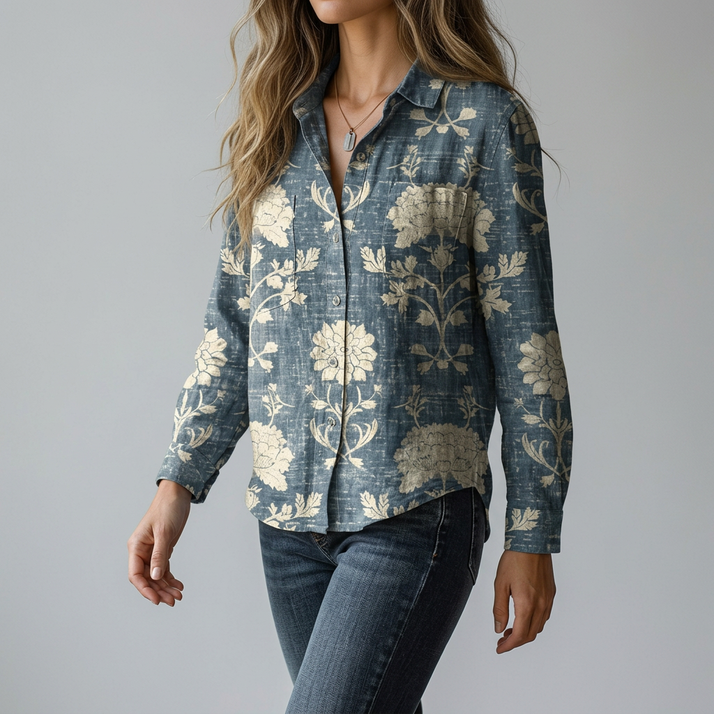 Women’s Button Front Printed Shirt
