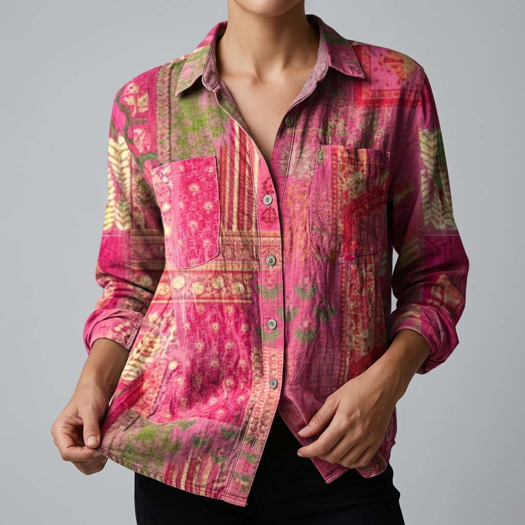 Women’s Button Front Printed Shirt