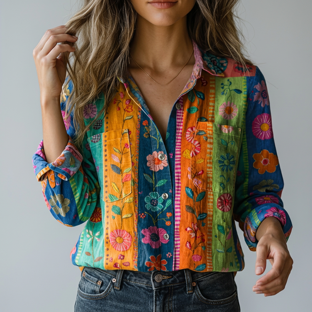 Women’s Button Front Printed Shirt