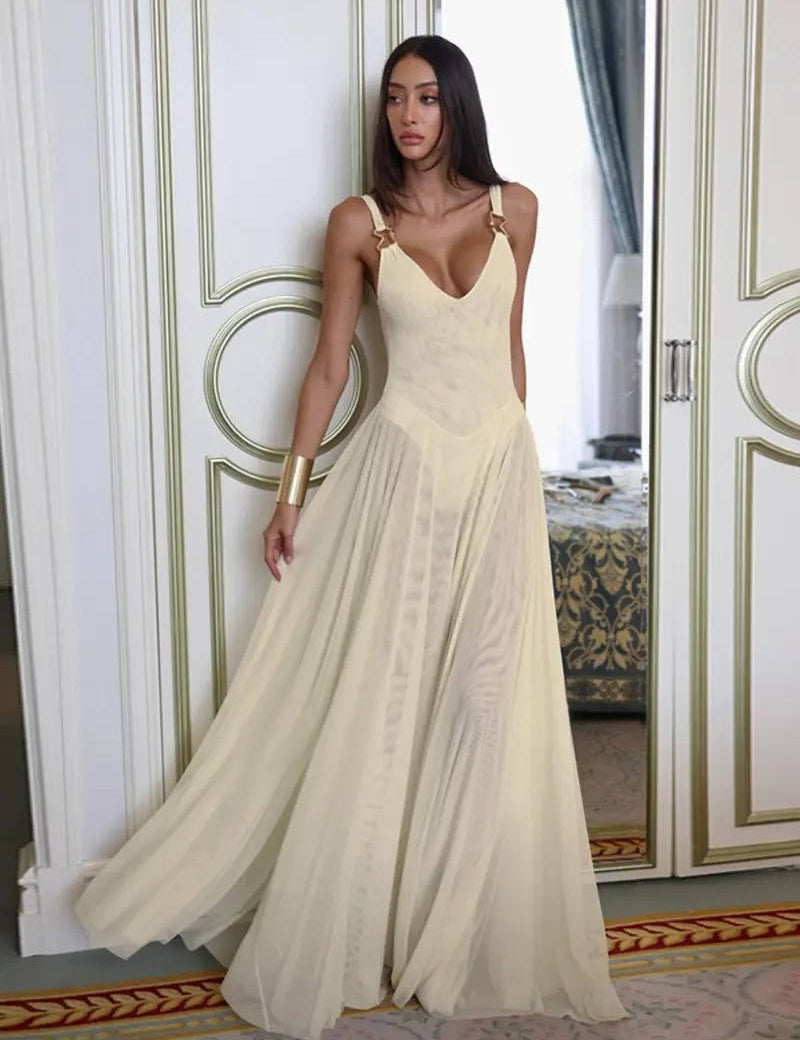 Women’s Deep V-Neck Maxi Dress