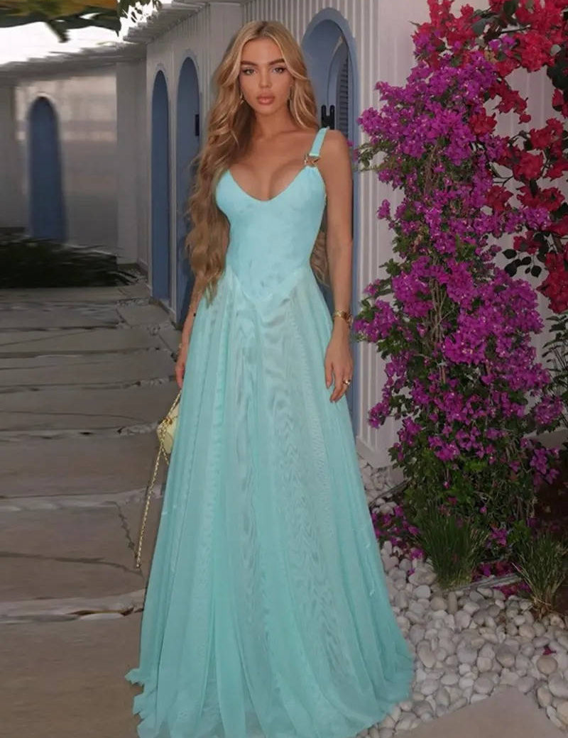 Women’s Deep V-Neck Maxi Dress