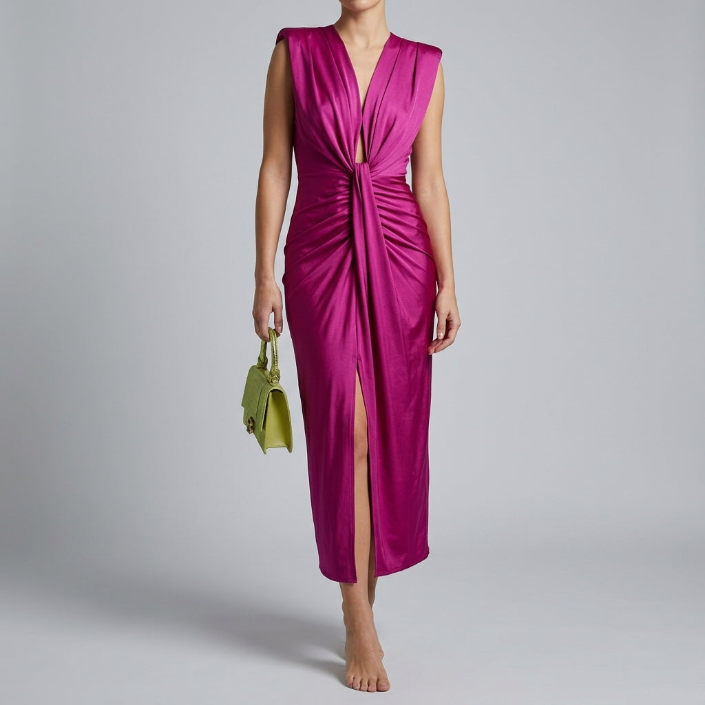 Women’s Deep V-Neck Midi Dress