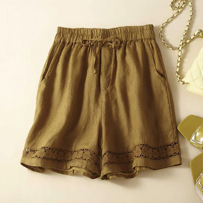 Women’s Drawstring Waist Shorts with Lace Hem