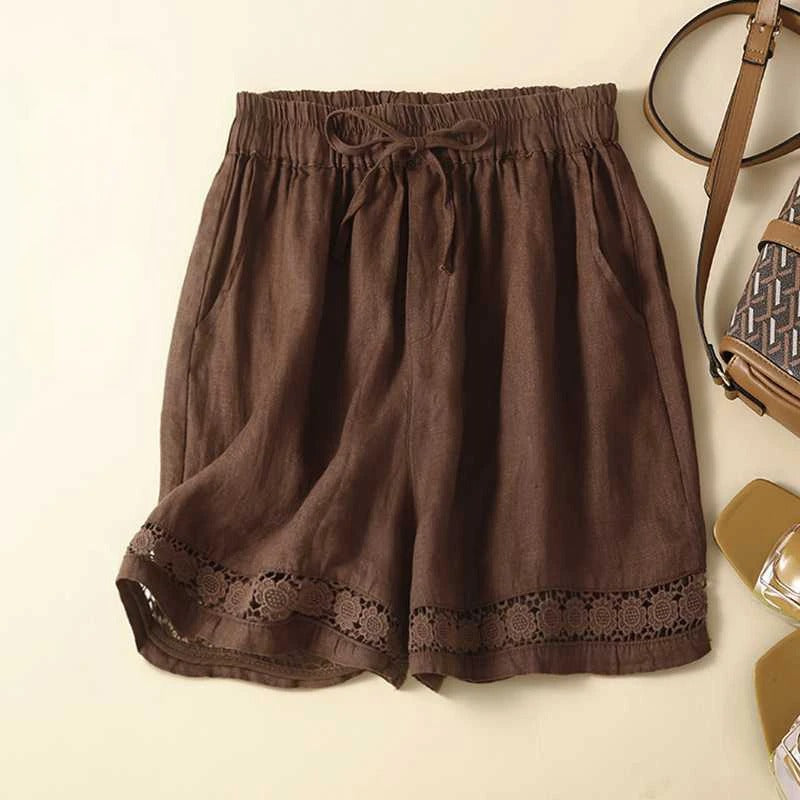 Women’s Drawstring Waist Shorts with Lace Hem