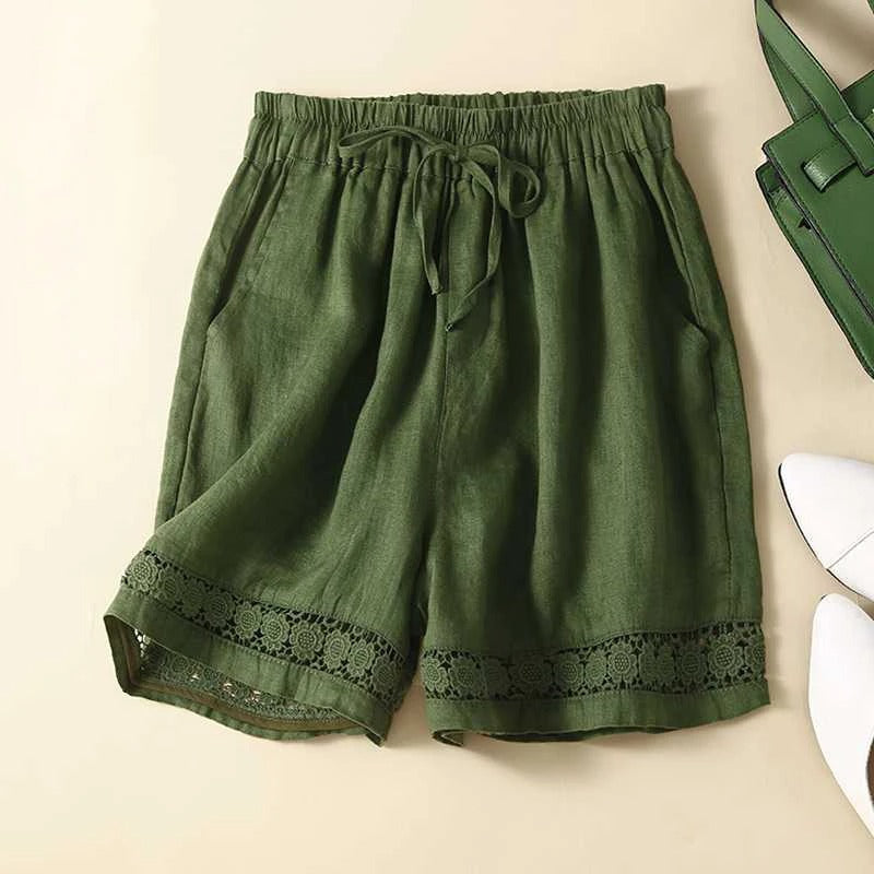 Women’s Drawstring Waist Shorts with Lace Hem