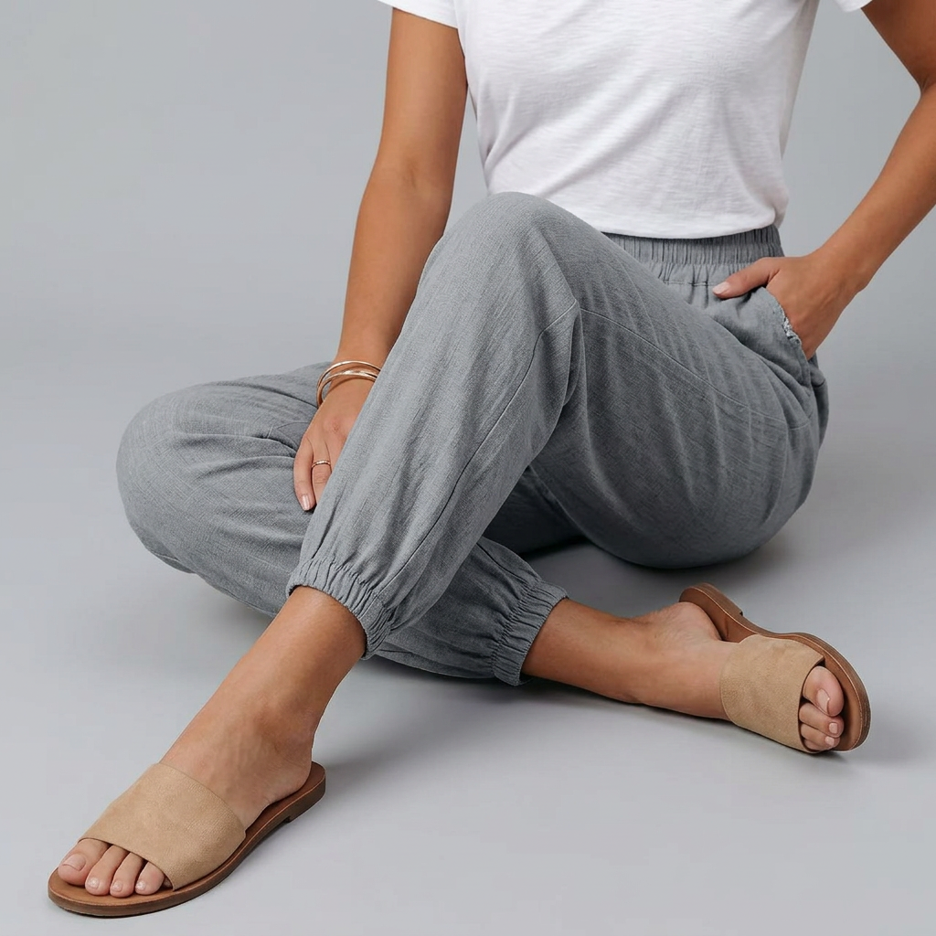 Women’s Elastic Waist Jogger Trousers with Side Pockets