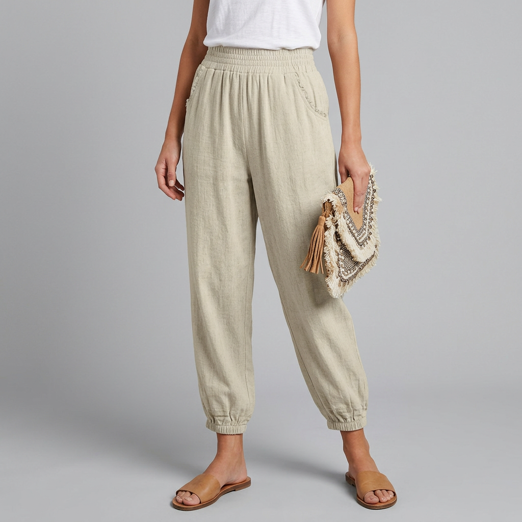 Women’s Elastic Waist Jogger Trousers with Side Pockets