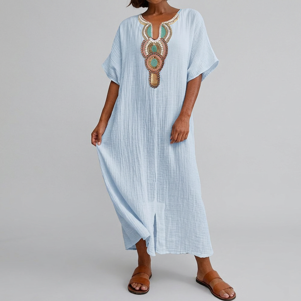 Women’s Embellished Neckline Midi Dress