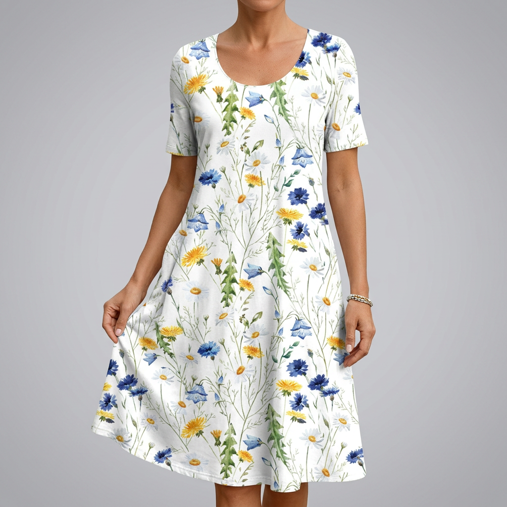 Women’s Floral Print Round Neck Dress