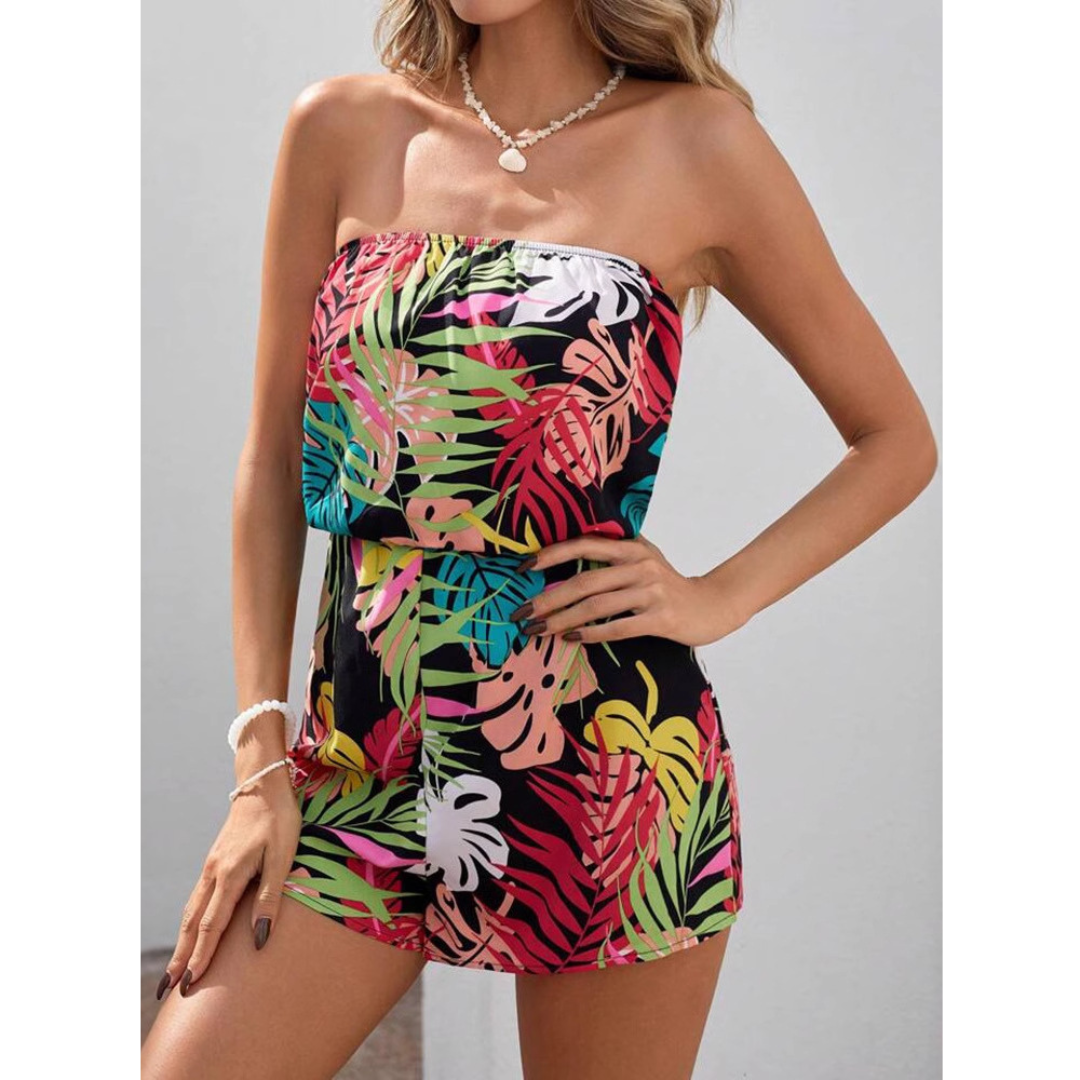 Women’s Floral Romper with Elastic Waist