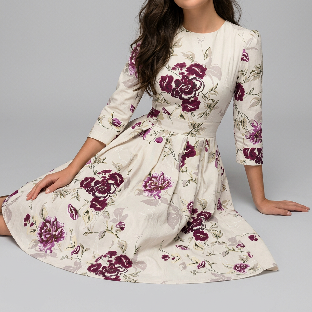 Women’s Floral Three-Quarter Sleeve Dress