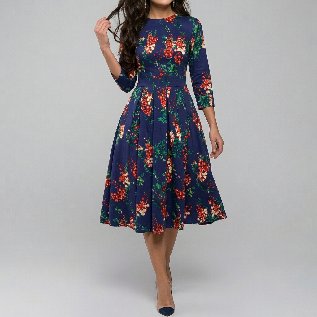 Women’s Floral Three-Quarter Sleeve Dress